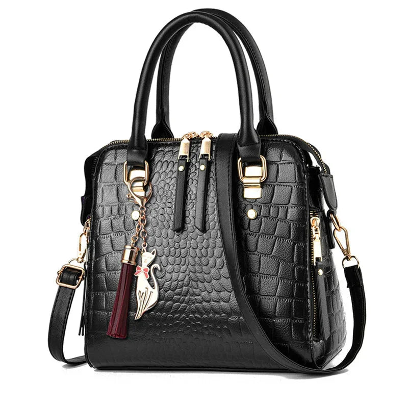 Bolso de Cuero con Relieve de Cocodrilo