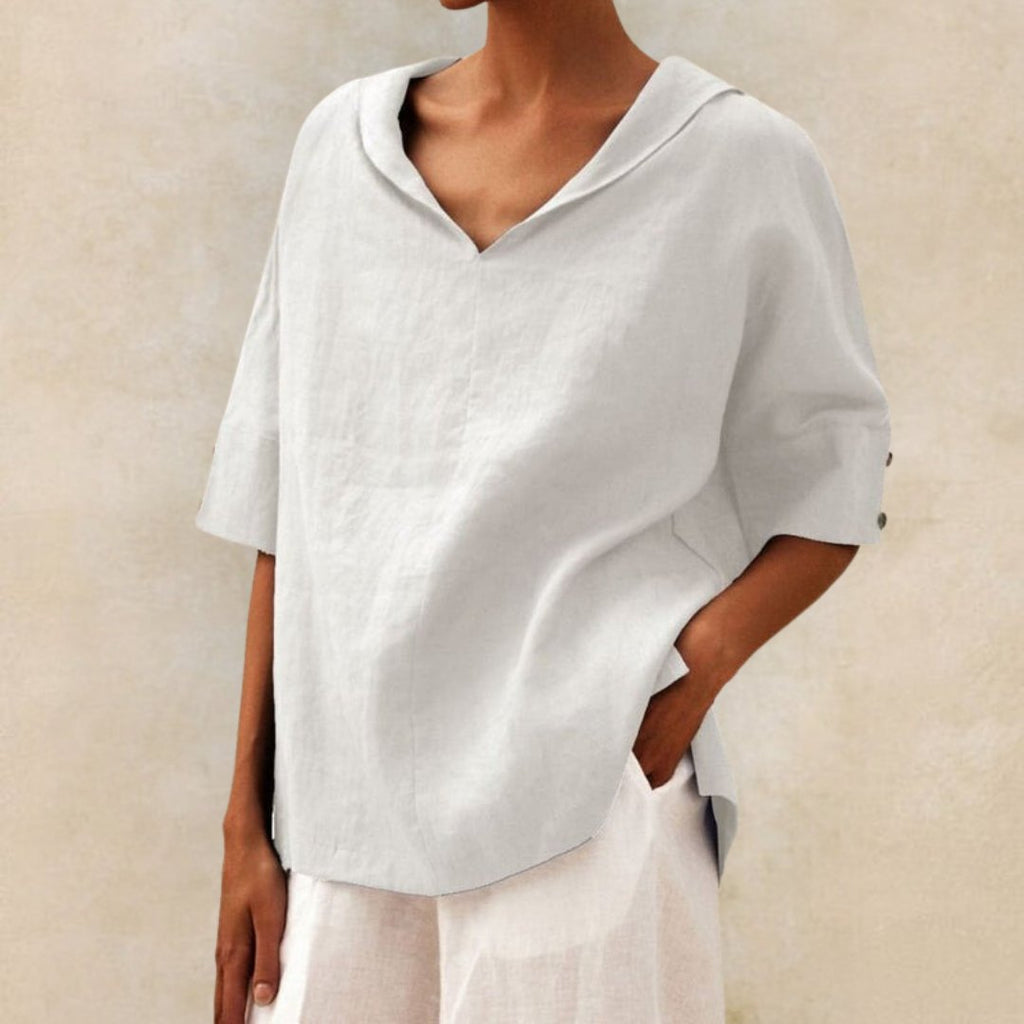 BLUSA CLÁSICA DE LINO YLVIE CON ESCOTE EN V