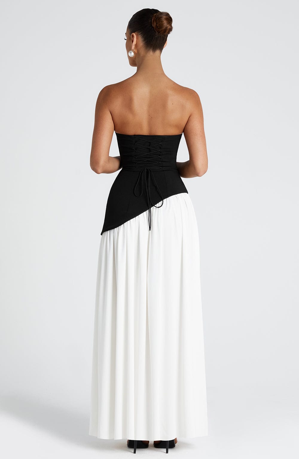 Vestido Maxi Sin Tirantes para Mujer con Abertura Alta y Cintura Asimétrica