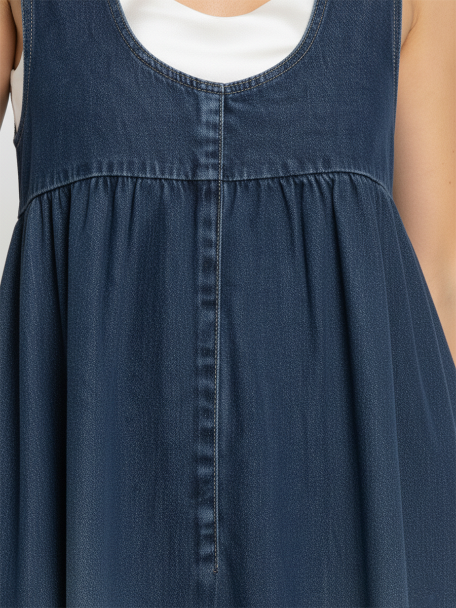 Miranda - Vestido Maxi de Denim Lavado Vintage con Sensación de Algodón Suave