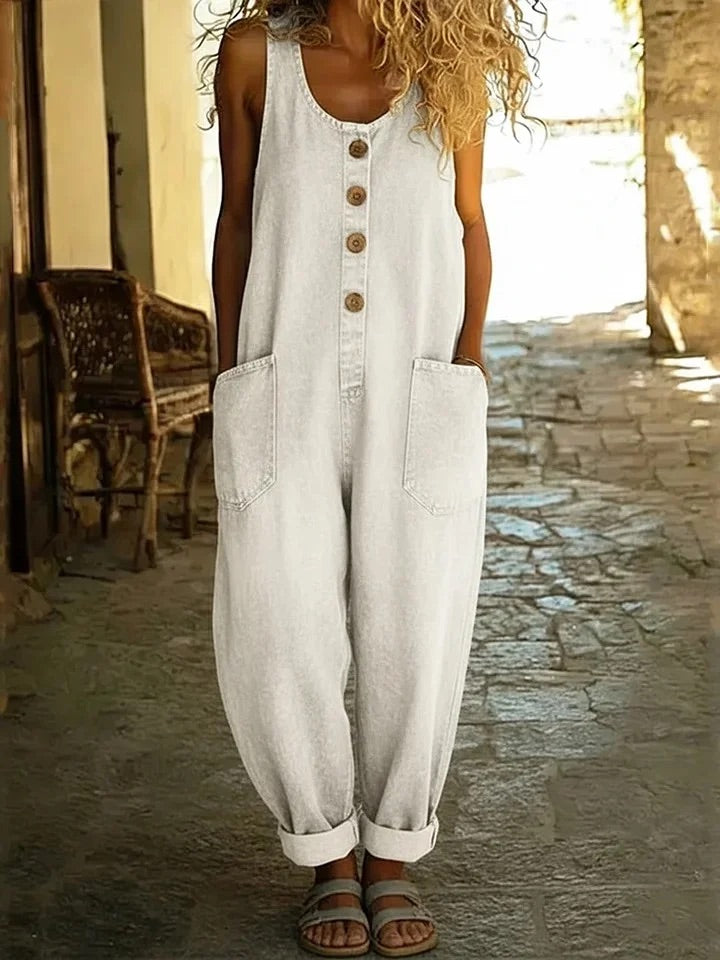Nancy | Pantalón Salopette de Denim de Algodón Lavado Vintage