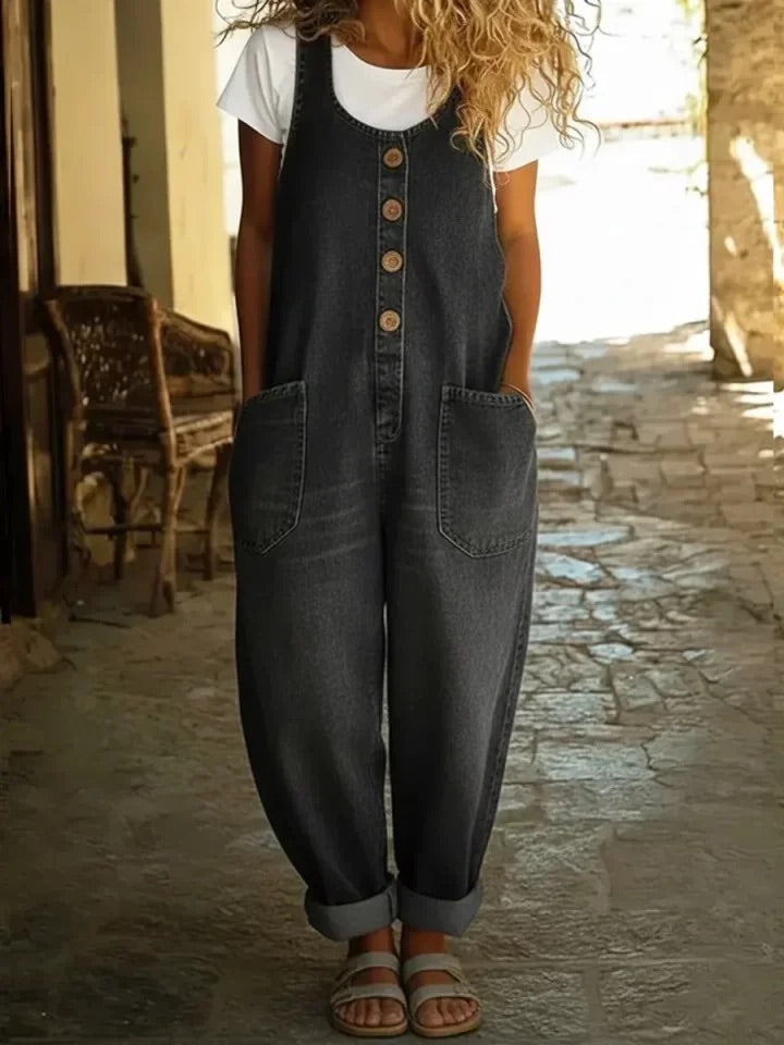 Nancy | Pantalón Salopette de Denim de Algodón Lavado Vintage