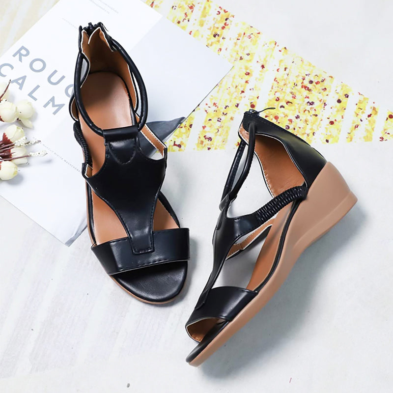 Anne – Sandalias ortopédicas de cuero con tacón
