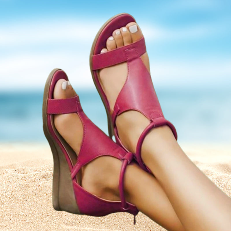 Anne – Sandalias ortopédicas de cuero con tacón