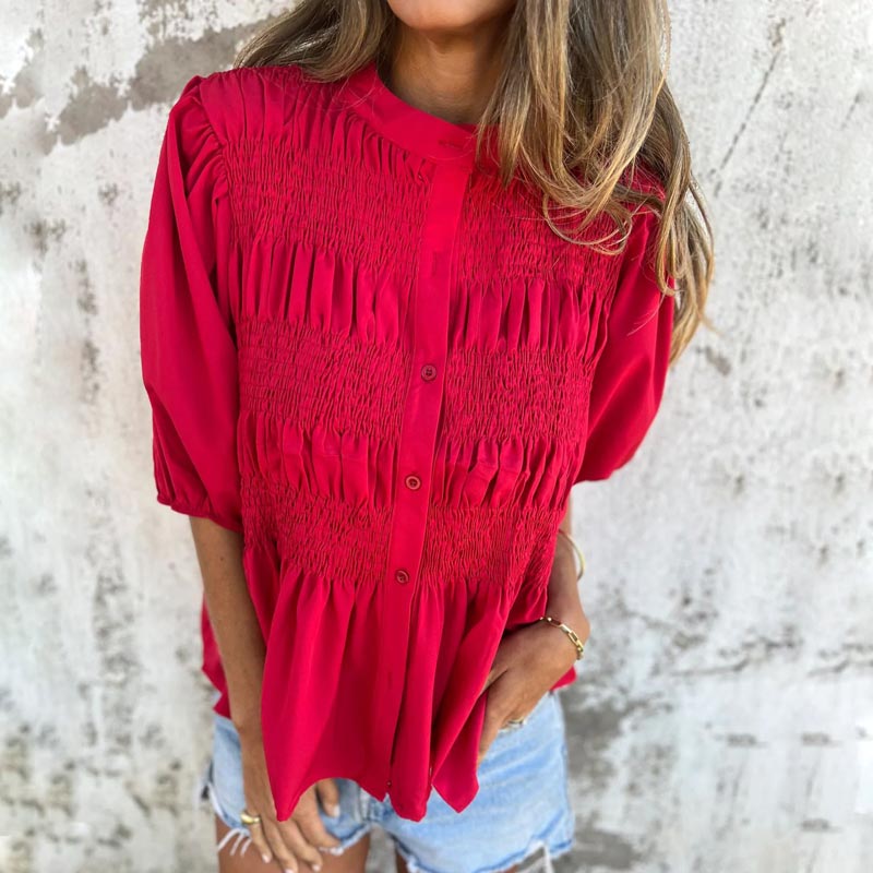 Megan - Blusa con Mangas de Globo y Botones