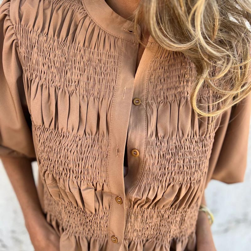 Megan - Blusa con Mangas de Globo y Botones