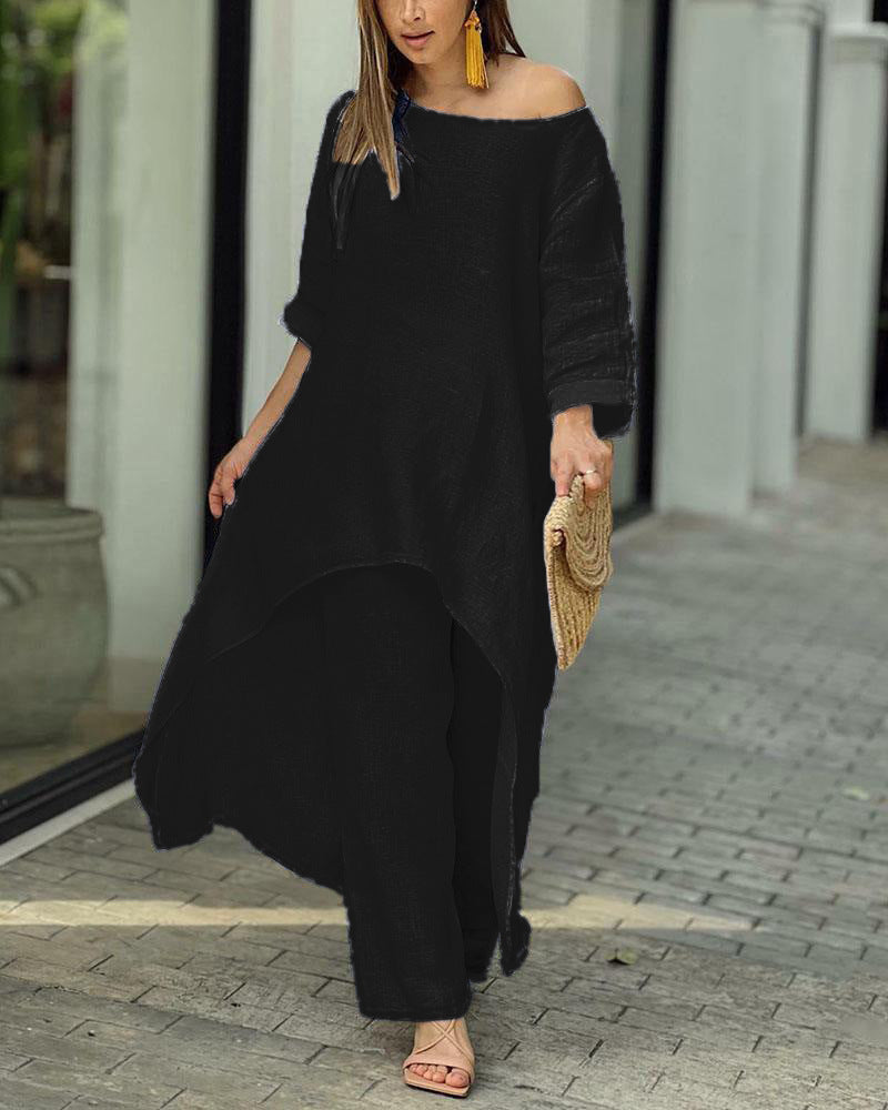 EVELISSE – CONJUNTO DE TRAJE DE LINO PARA LA ELEGANCIA DE PRIMAVERA Y VERANO