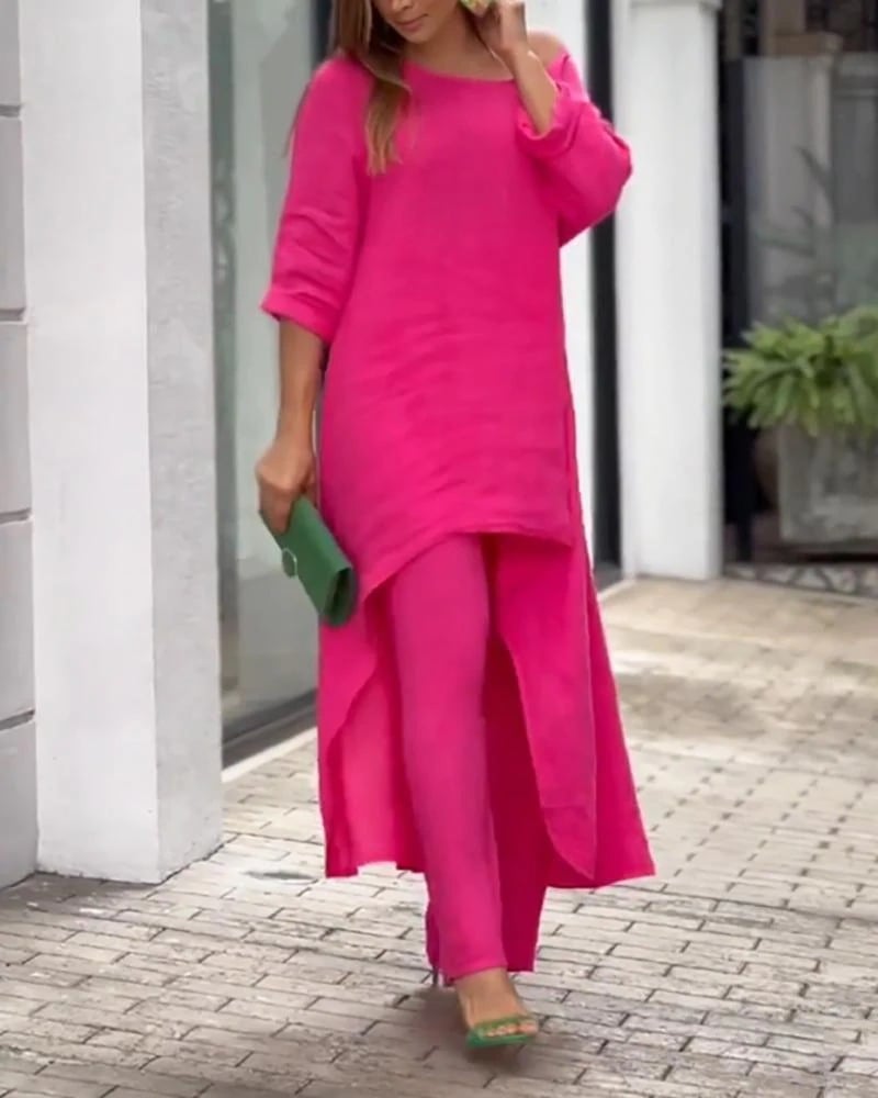 EVELISSE – CONJUNTO DE TRAJE DE LINO PARA LA ELEGANCIA DE PRIMAVERA Y VERANO