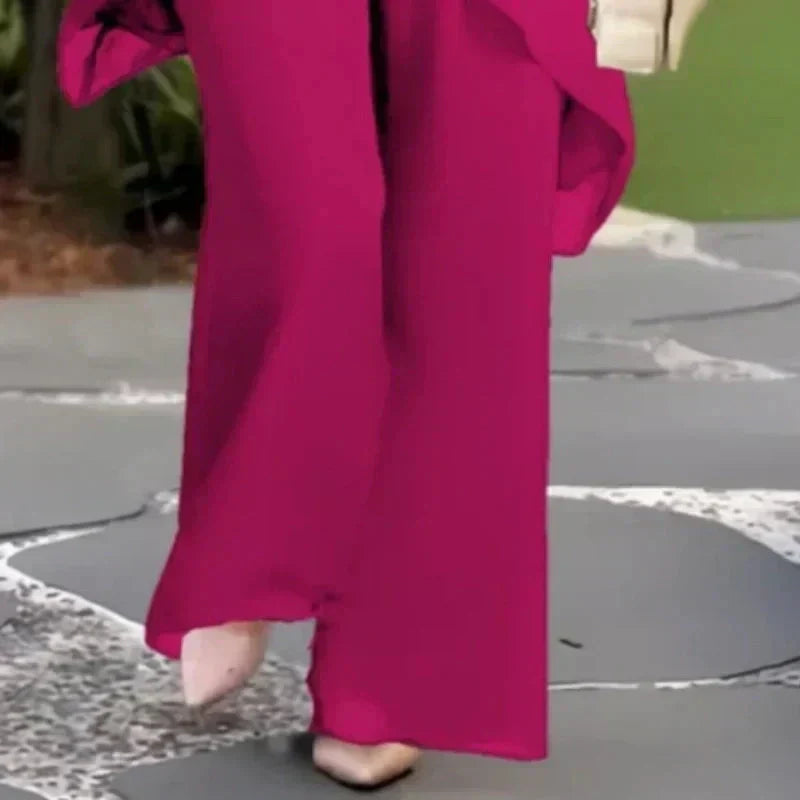 Conjunto con pantalones palazzo drapeados