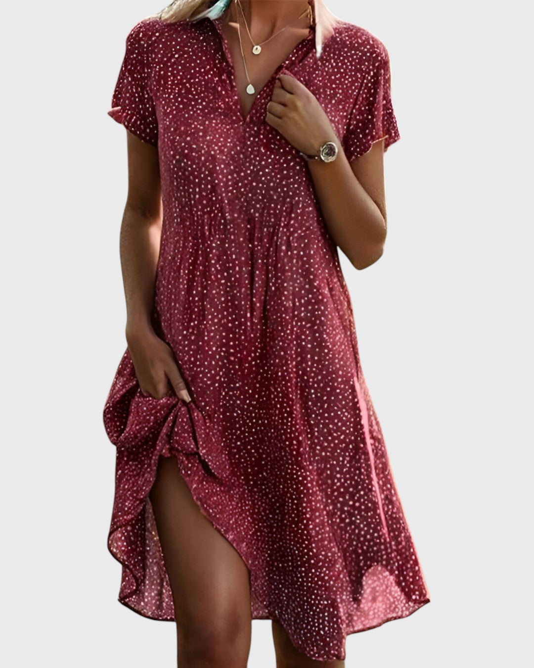 Vestido fluido con estampado de lunares